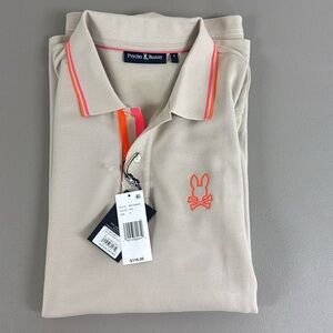 Psycho Bunny Beige Polo Shirt with Orange Accents